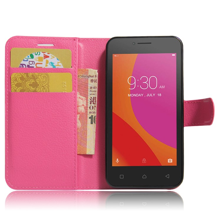 Litchi Grain Leather Wallet Flip Case for Lenovo A Plus A1010 - Rose-5