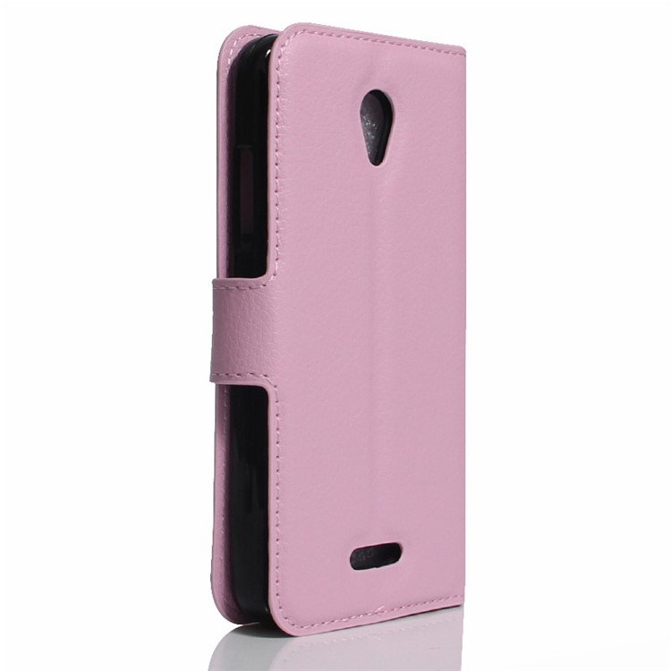 Litchi Texture Leather Wallet Flip Cover for Lenovo A Plus A1010 - Pink-3