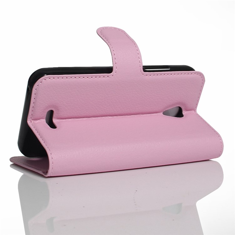Litchi Texture Leather Wallet Flip Cover for Lenovo A Plus A1010 - Pink-4
