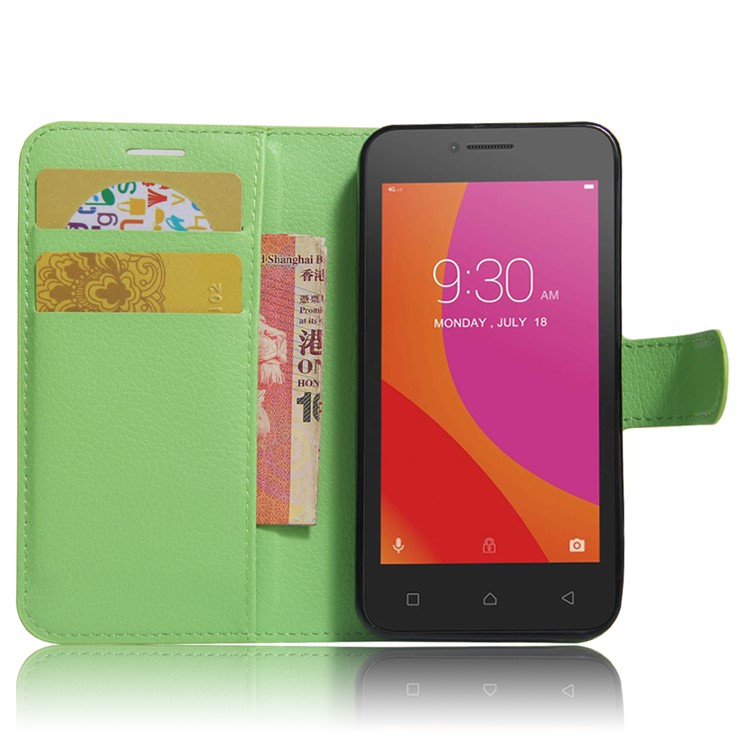 Litchi Grain Leather Wallet Phone Case for Lenovo A Plus A1010 - Green-5