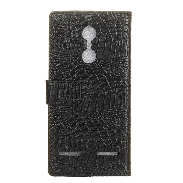 Crocodile Texture Leather Wallet Stand Case for Lenovo K6 - Black-2