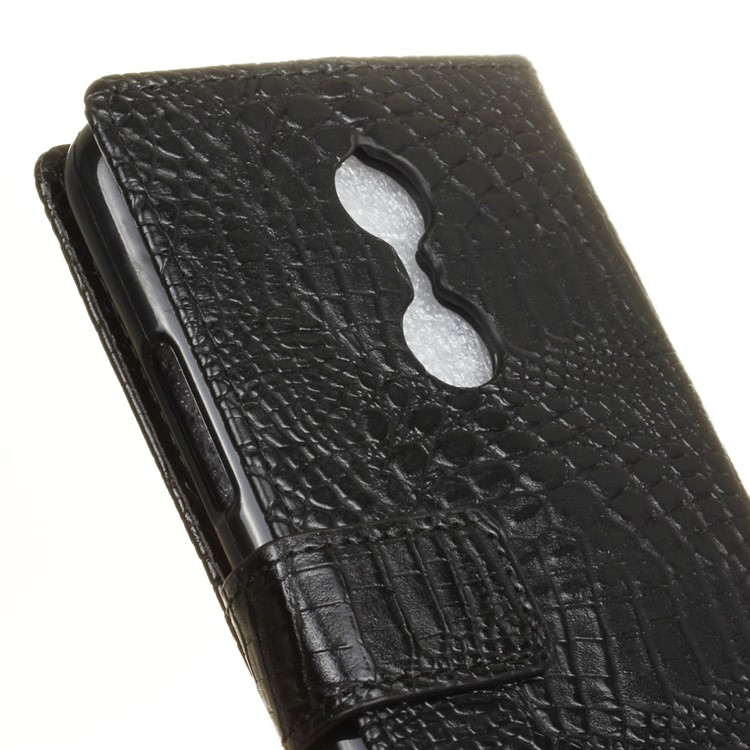 Crocodile Texture Leather Wallet Stand Case for Lenovo K6 - Black-3