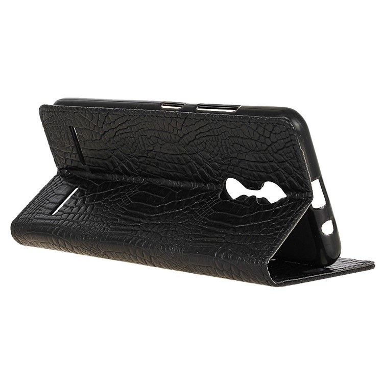 Crocodile Texture Leather Wallet Stand Case for Lenovo K6 - Black-6