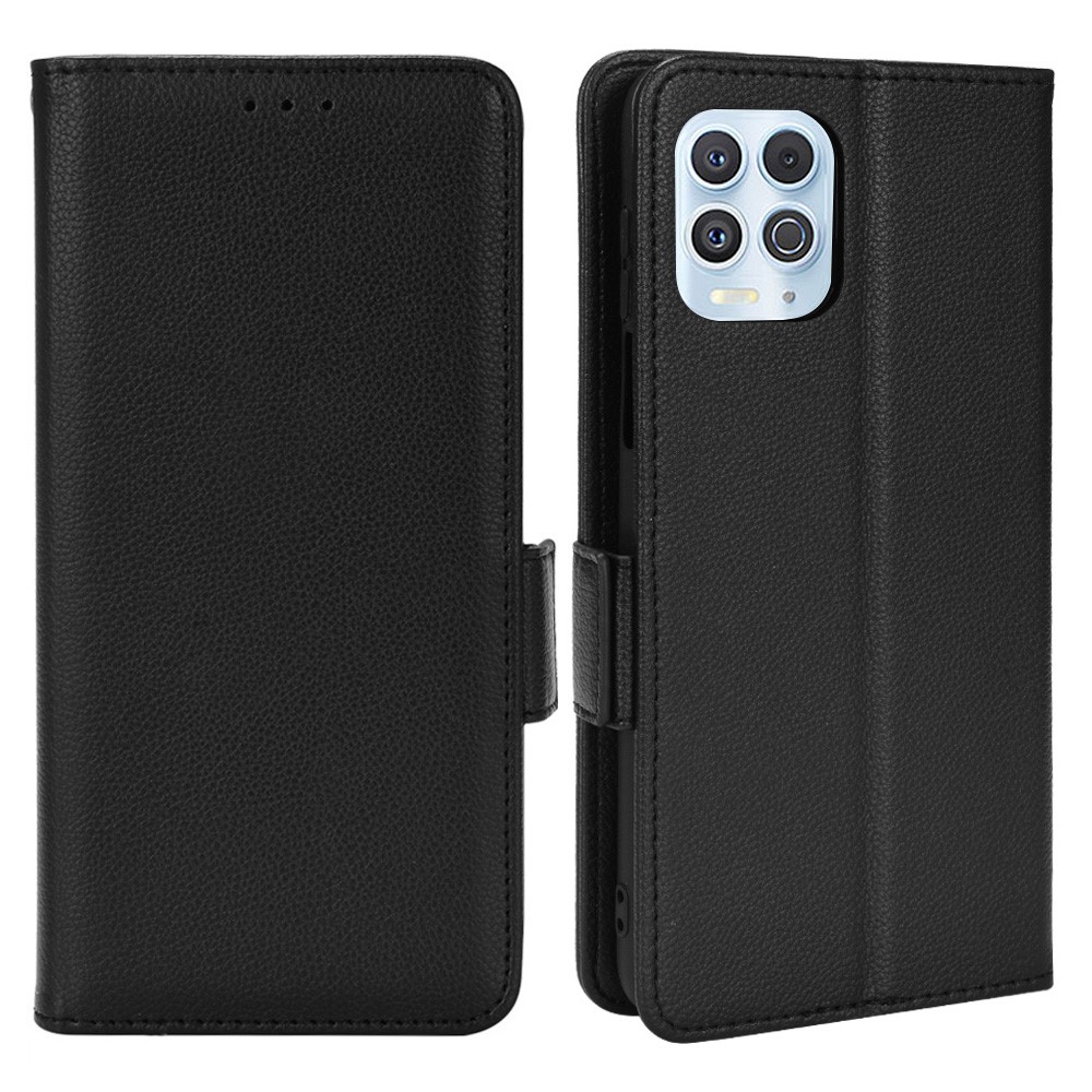 Litchi Texture PU Leather Anti-scratch Shockproof Phone Cover Stand Wallet Case for Motorola Edge S/Moto G100 - Black-1