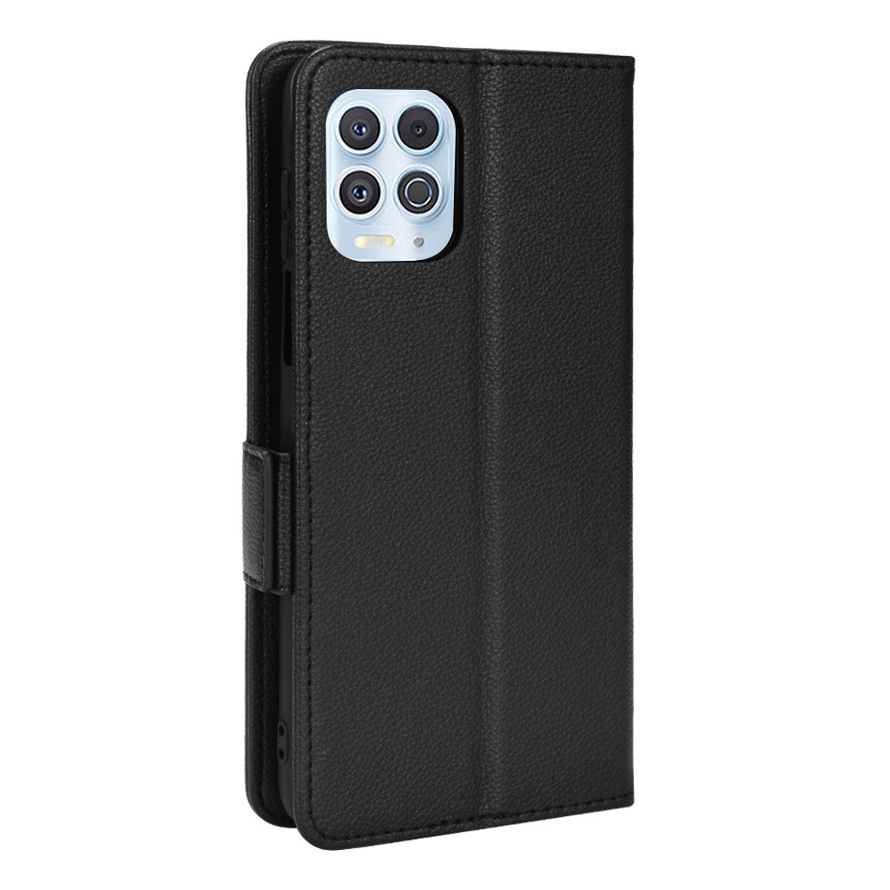 Litchi Texture PU Leather Anti-scratch Shockproof Phone Cover Stand Wallet Case for Motorola Edge S/Moto G100 - Black-3