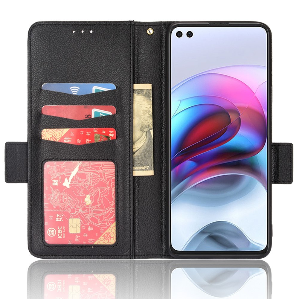 Litchi Texture PU Leather Anti-scratch Shockproof Phone Cover Stand Wallet Case for Motorola Edge S/Moto G100 - Black-4