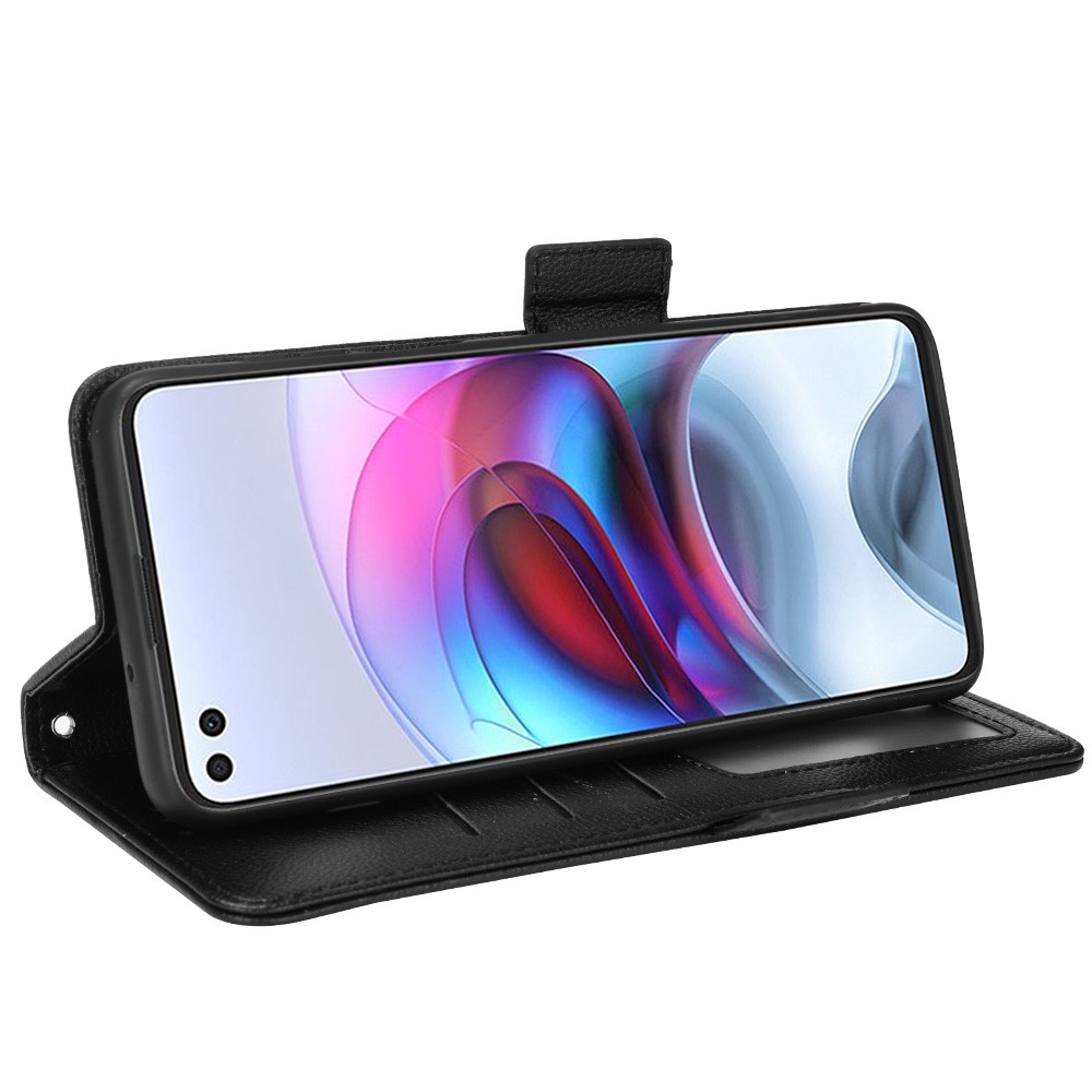 Litchi Texture PU Leather Anti-scratch Shockproof Phone Cover Stand Wallet Case for Motorola Edge S/Moto G100 - Black-5