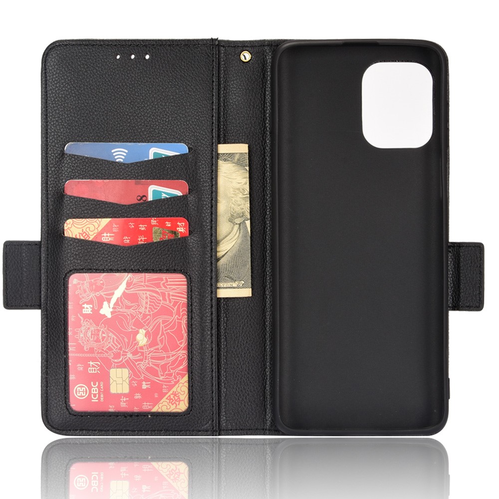 Litchi Texture PU Leather Anti-scratch Shockproof Phone Cover Stand Wallet Case for Motorola Edge S/Moto G100 - Black-6