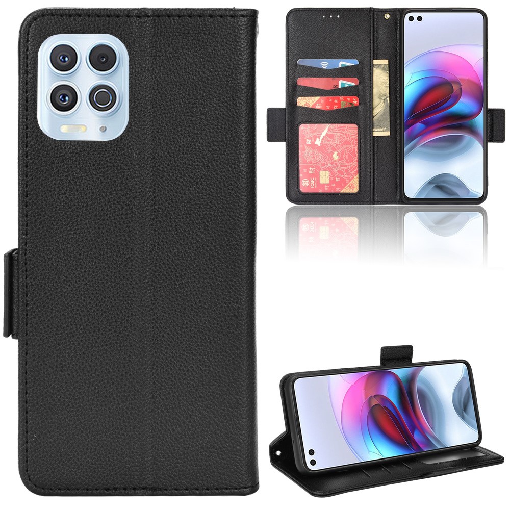 Litchi Texture PU Leather Anti-scratch Shockproof Phone Cover Stand Wallet Case for Motorola Edge S/Moto G100 - Black-7