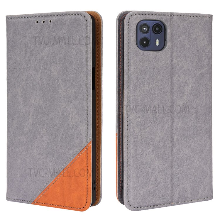 Two-color Style Auto-absorbed Magnetic Anti-scratch PU Leather Mobile Phone Case for Motorola Moto G50 5G (Overseas Edition) - Grey-1