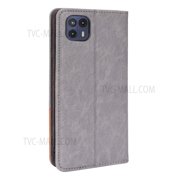 Two-color Style Auto-absorbed Magnetic Anti-scratch PU Leather Mobile Phone Case for Motorola Moto G50 5G (Overseas Edition) - Grey-3