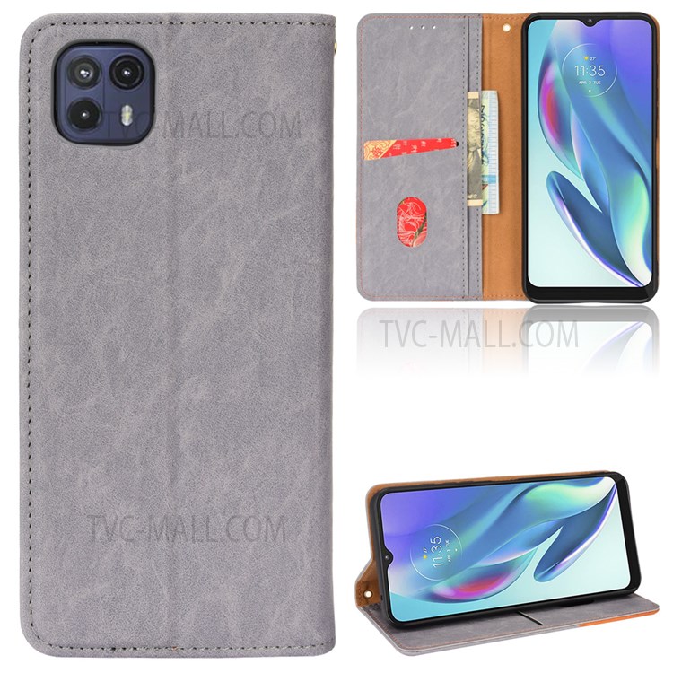 Two-color Style Auto-absorbed Magnetic Anti-scratch PU Leather Mobile Phone Case for Motorola Moto G50 5G (Overseas Edition) - Grey-8