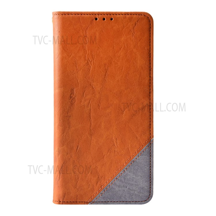 Auto-absorbed Phone Shell Two Color Splicing Phone Case Magnetic Anti-scratch Leather Phone Cover for Motorola Moto G60/G40 Fusion - Brown-2