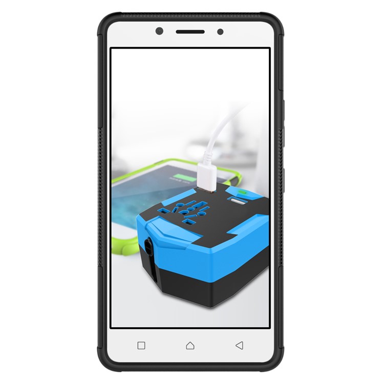 Tire Pattern Hybrid PC + TPU Kickstand Case for Lenovo K6 Note - Black-4