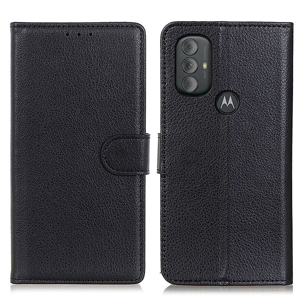 Classic Style Litchi Texture Drop-proof PU Leather Phone Case Stand Wallet Cover for Motorola Moto G Power (2022) - Black-1