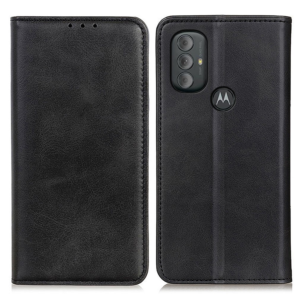 Magnetic Auto-absorbed Shockproof Anti-fall Split Leather Cover + TPU Inner Case Wallet Stand Cover for Motorola Moto G Power (2022) - Black-1