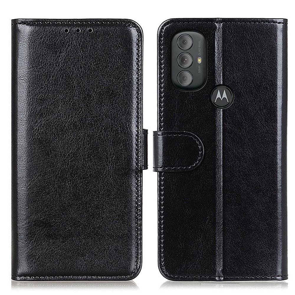 Flip PU Leather Case Crazy Horse Texture Wallet Design Magnetic Clasp Phone Cover Stand Shell for Motorola Moto G Power (2022) - Black-1