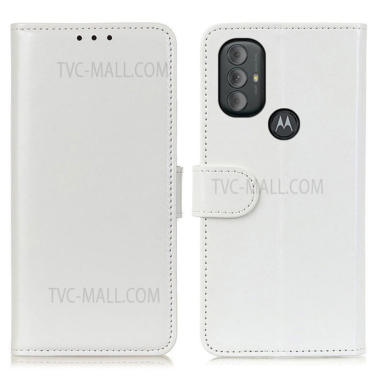 Flip PU Leather Case Crazy Horse Texture Wallet Design Magnetic Clasp Phone Cover Stand Shell for Motorola Moto G Power (2022) - White-1