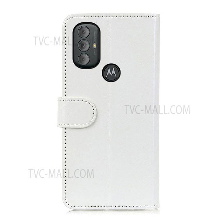 Flip PU Leather Case Crazy Horse Texture Wallet Design Magnetic Clasp Phone Cover Stand Shell for Motorola Moto G Power (2022) - White-3