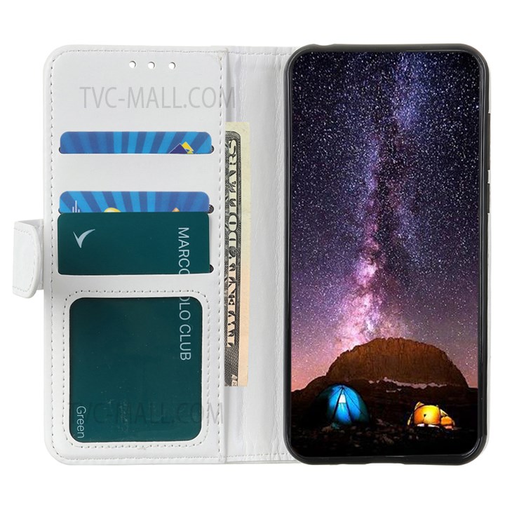 Flip PU Leather Case Crazy Horse Texture Wallet Design Magnetic Clasp Phone Cover Stand Shell for Motorola Moto G Power (2022) - White-5