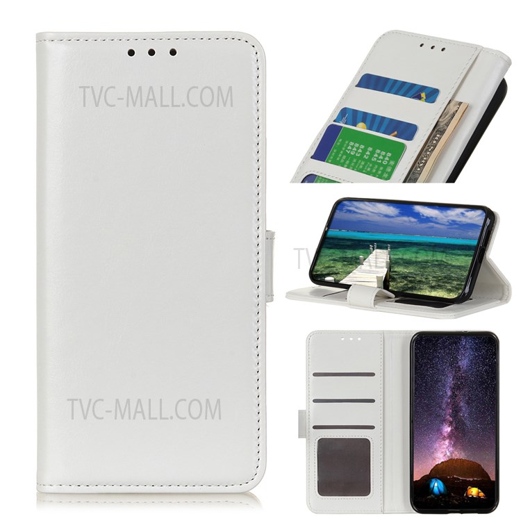 Flip PU Leather Case Crazy Horse Texture Wallet Design Magnetic Clasp Phone Cover Stand Shell for Motorola Moto G Power (2022) - White-8