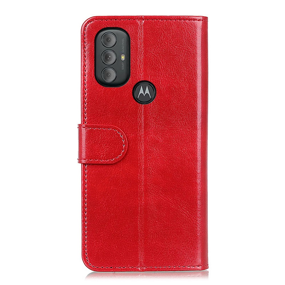 Flip PU Leather Case Crazy Horse Texture Wallet Design Magnetic Clasp Phone Cover Stand Shell for Motorola Moto G Power (2022) - Red-3