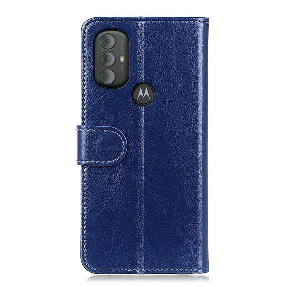 Flip PU Leather Case Crazy Horse Texture Wallet Design Magnetic Clasp Phone Cover Stand Shell for Motorola Moto G Power (2022) - Blue-3
