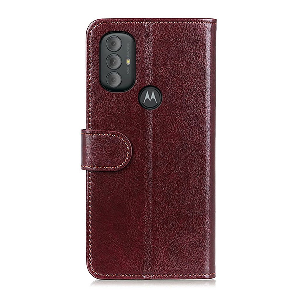 Flip PU Leather Case Crazy Horse Texture Wallet Design Magnetic Clasp Phone Cover Stand Shell for Motorola Moto G Power (2022) - Brown-3