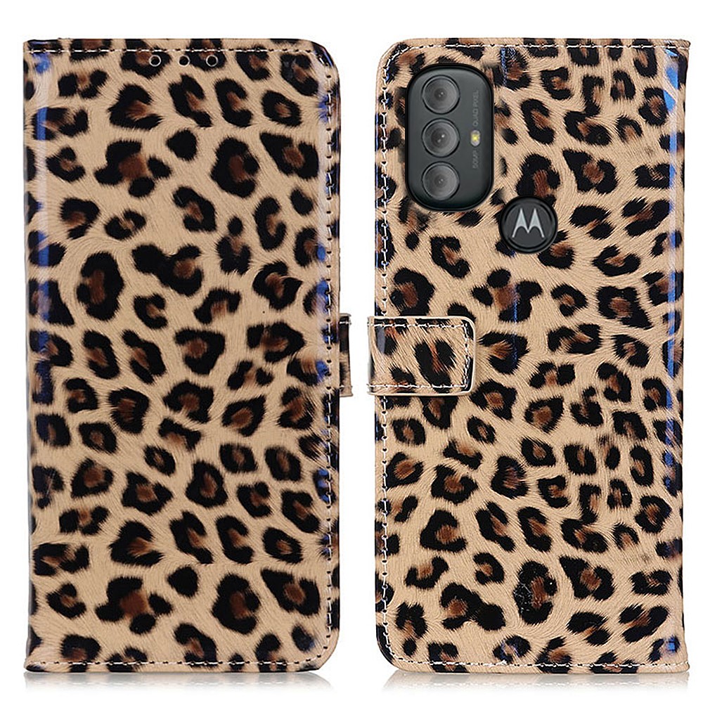 Overall Protection Leopard Pattern PU Leather Magnetic Flip Cover Wallet Stand Phone Case for Motorola Moto G Power (2022)-1