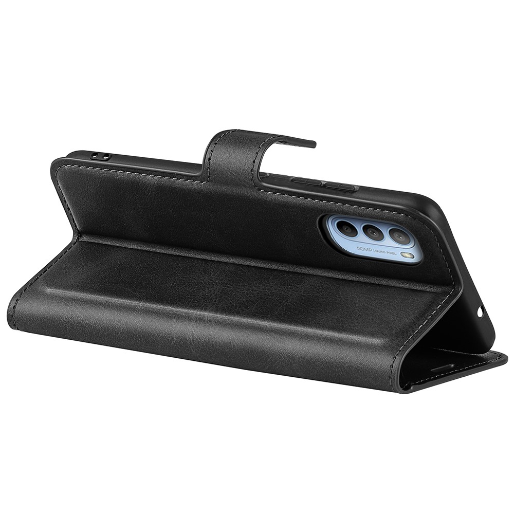 PU Leather + TPU Phone Case Foldable Stand Folio Flip Scratch-resistant Cover for Motorola Moto G31 4G - Black-7