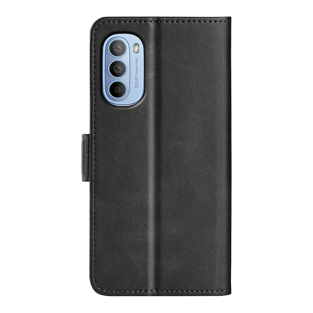 Side Magnetic Double Clasps PU Leather+TPU Case Anti-drop Anti-scratch Phone Cover for Motorola Moto G31 4G - Black-3