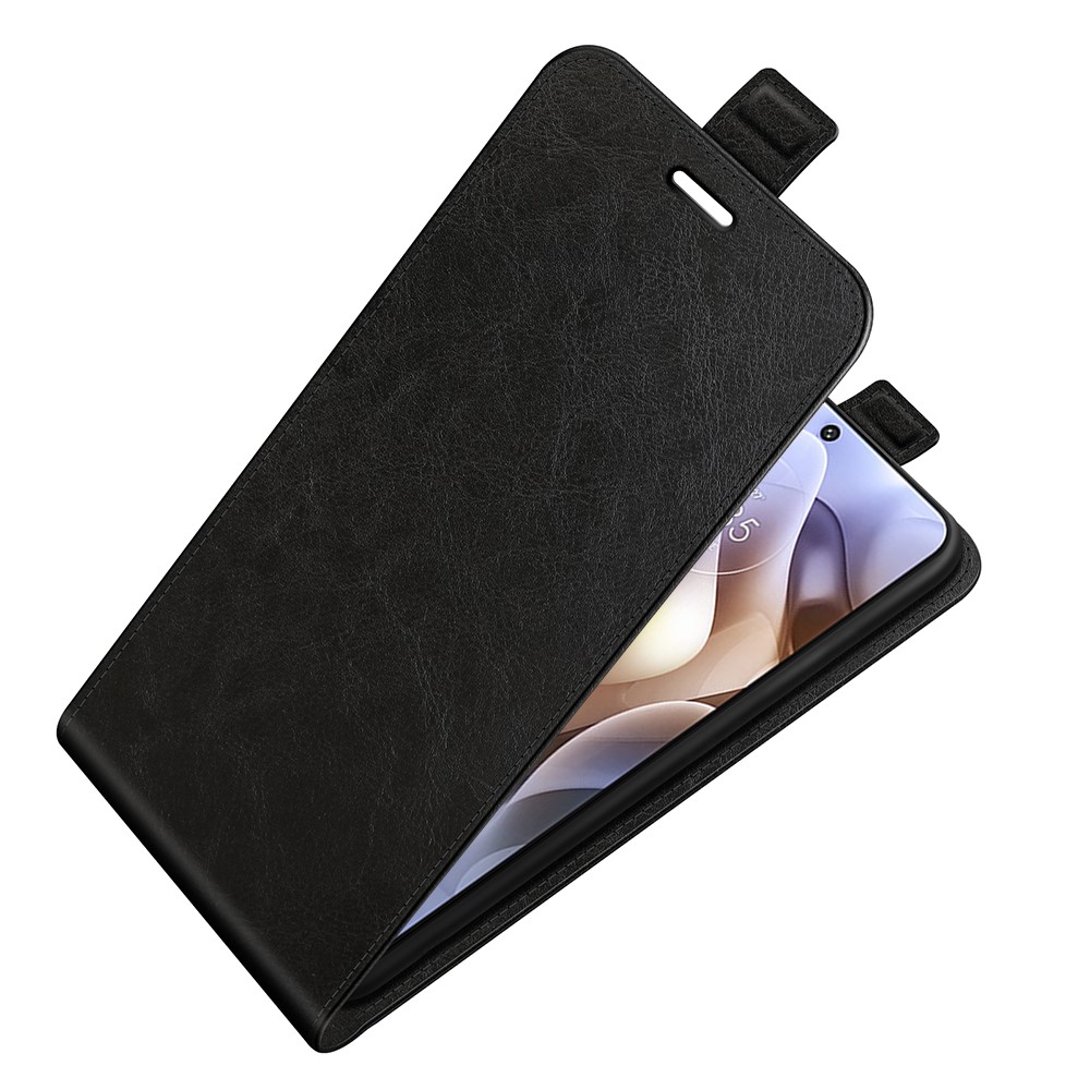 Crazy Horse Texture Full Protection Drop-proof Vertical Flip Leather Cover Phone Shell with Card Slot for Motorola Moto G31 4G - Black-5