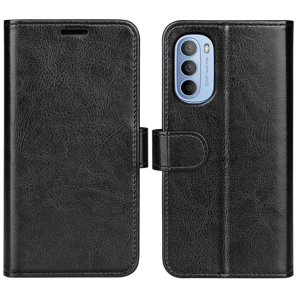 Scratch-resistant Drop-proof Crazy Horse Texture PU Leather + TPU Stand Wallet Flip Phone Case for Motorola G31 4G - Black-1