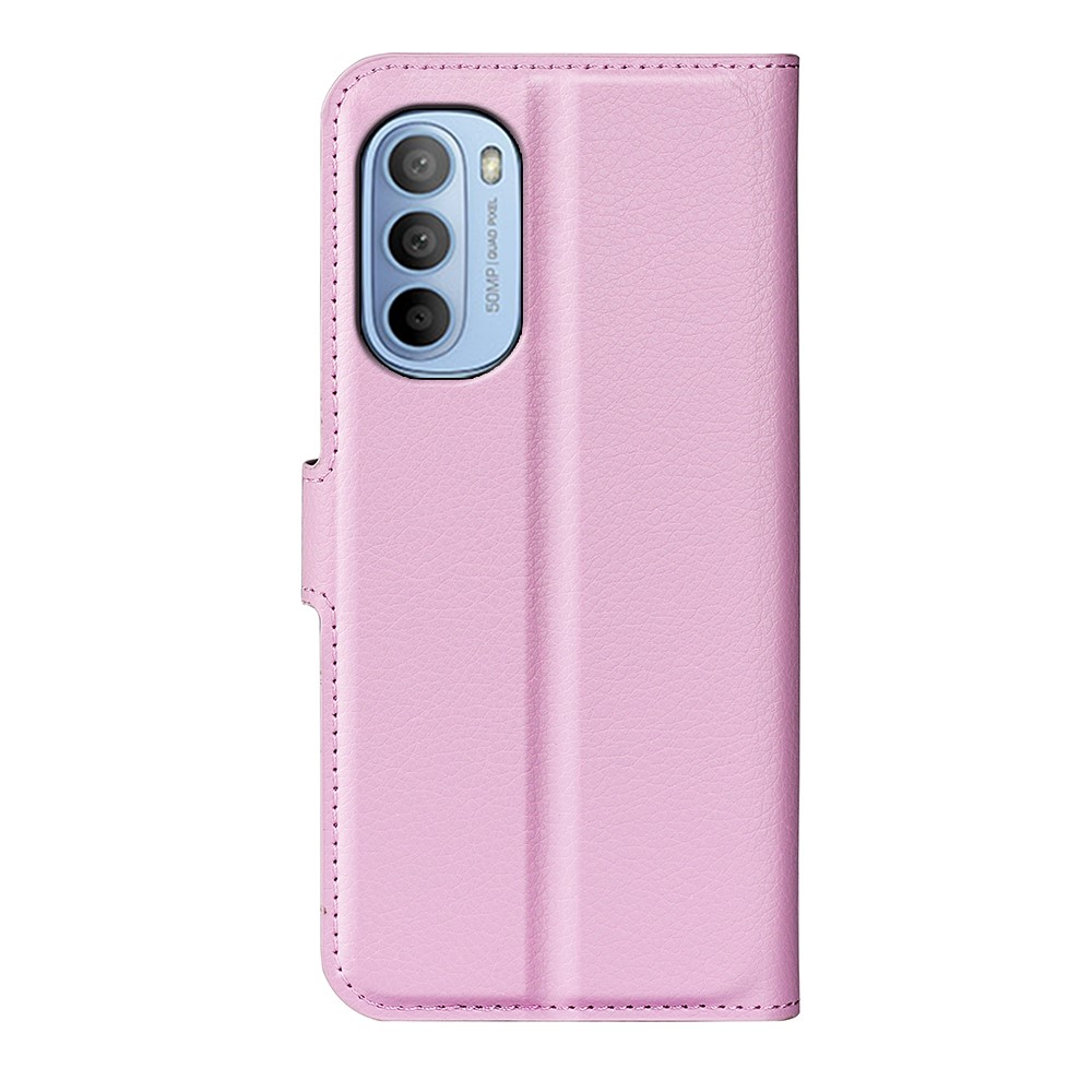 Litchi Texture PU Leather Coated TPU Mobile Phone Case Stand Wallet Flip Protective Cellphone Cover for Motorola Moto G31 - Pink-3