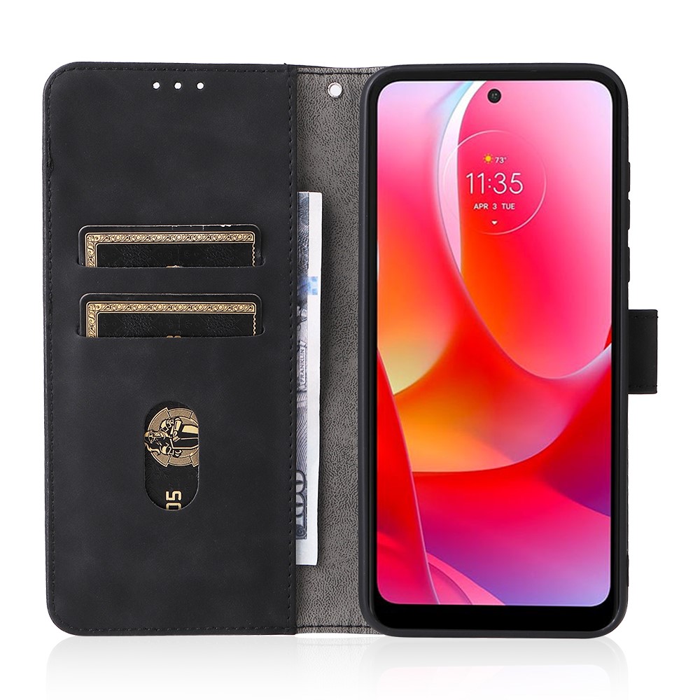 Skin-touch Feeling Anti-scratch PU Leather Stand Phone Cover Wallet Case for Motorola Moto G Power (2022)/Moto G Pure (2022) - Black-4