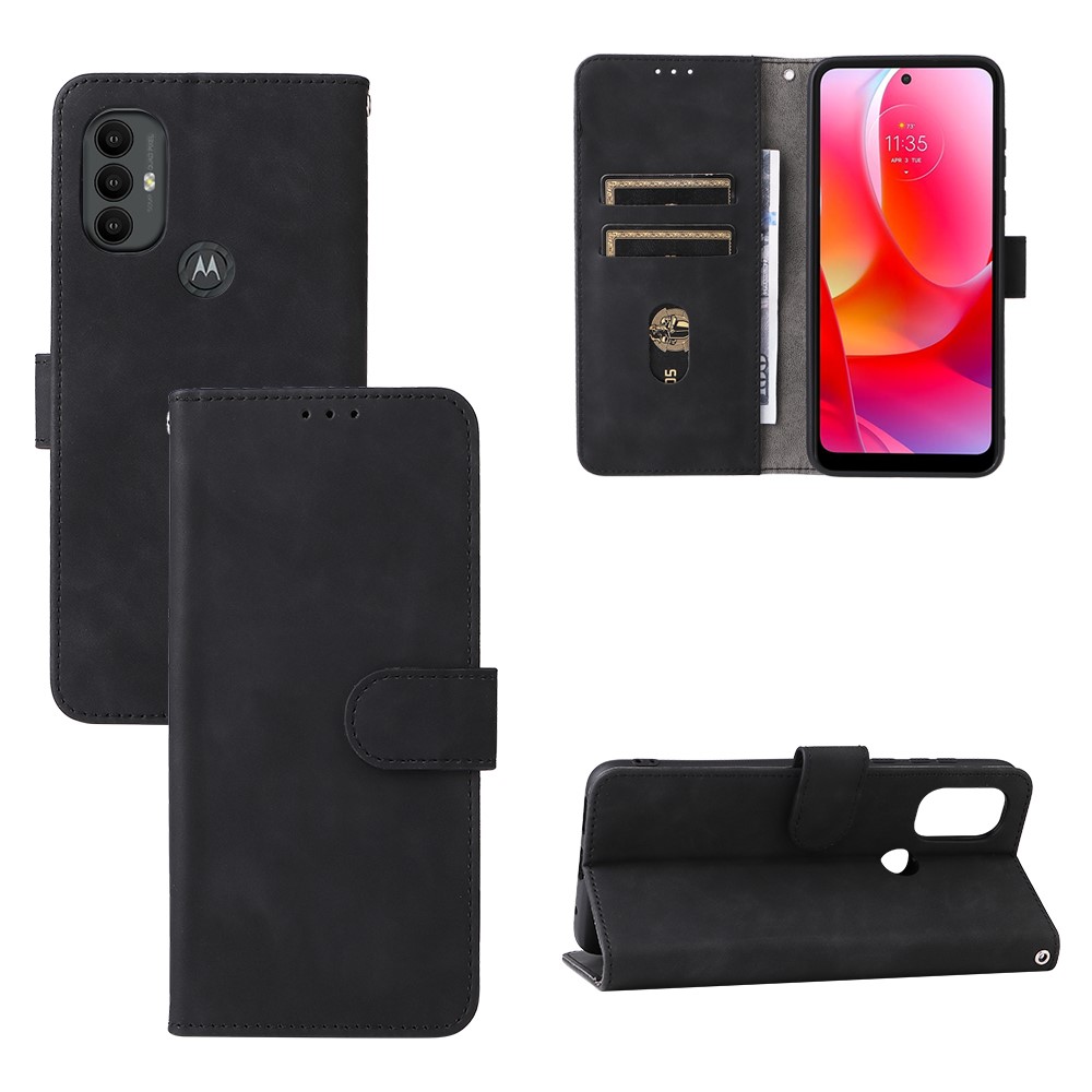Skin-touch Feeling Anti-scratch PU Leather Stand Phone Cover Wallet Case for Motorola Moto G Power (2022)/Moto G Pure (2022) - Black-9