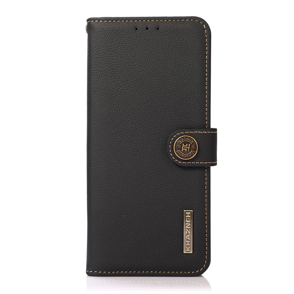 KHAZNEH RFID Blocking Genuine Leather Full Protection Phone Stand Case Wallet Cover for Motorola Moto G Power (2022) - Black-2