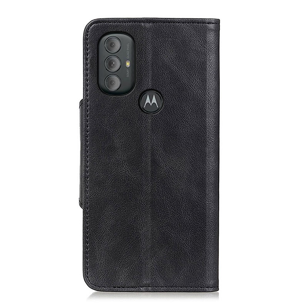 Brass Buckle Inner TPU Phone Case Drop-proof Stand Wallet PU Leather Cover for Motorola Moto G Power (2022) - Black-3