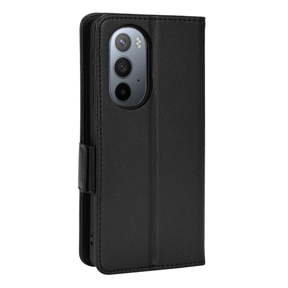 Impact-resistant Side Double Magnetic Clasp Litchi Texture PU Leather Phone Cover Stand Wallet Case for Motorola Edge 30 Ultra/Edge X - Black-3