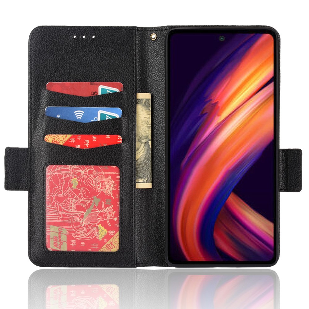 Impact-resistant Side Double Magnetic Clasp Litchi Texture PU Leather Phone Cover Stand Wallet Case for Motorola Edge 30 Ultra/Edge X - Black-4