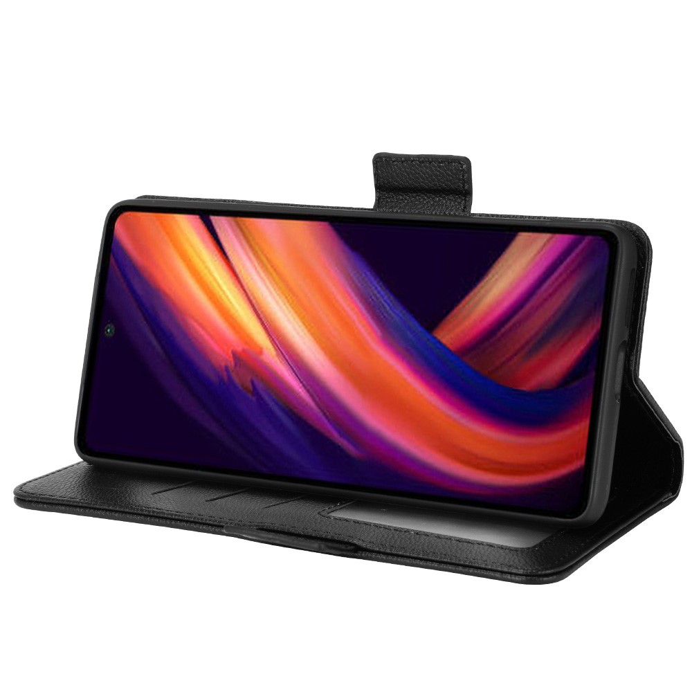 Impact-resistant Side Double Magnetic Clasp Litchi Texture PU Leather Phone Cover Stand Wallet Case for Motorola Edge 30 Ultra/Edge X - Black-5