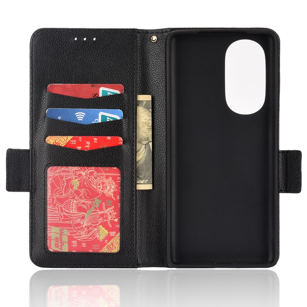 Impact-resistant Side Double Magnetic Clasp Litchi Texture PU Leather Phone Cover Stand Wallet Case for Motorola Edge 30 Ultra/Edge X - Black-6