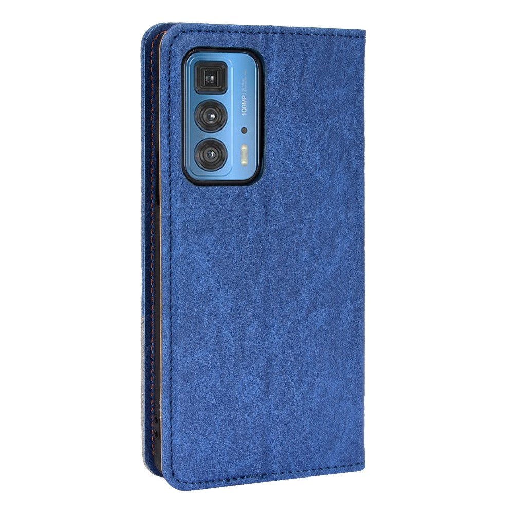 Auto-absorbed Bi-color Splicing PU Leather+TPU Anti-scratch Cell Phone Cover Shell with Wallet Stand for Motorola Edge 20 Pro/Edge S Pro - Blue-3