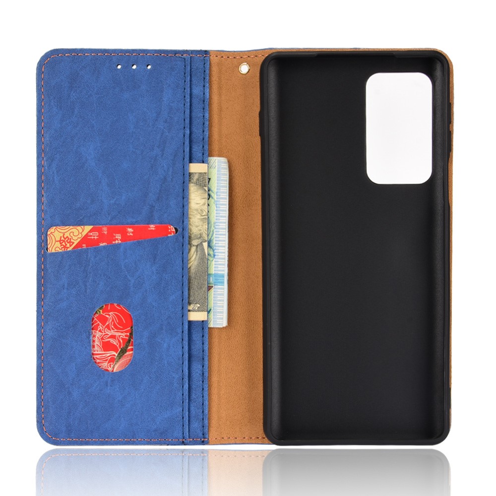 Auto-absorbed Bi-color Splicing PU Leather+TPU Anti-scratch Cell Phone Cover Shell with Wallet Stand for Motorola Edge 20 Pro/Edge S Pro - Blue-6
