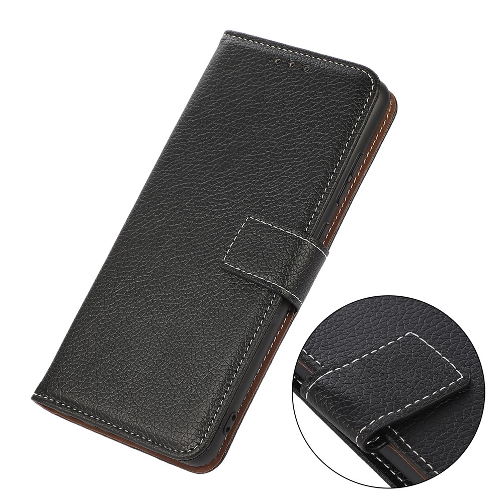 Anti-fall Litchi Texture PU Leather + Inner TPU Wallet Case Flip Folio Stand Feature Phone Cover for Motorola Moto G Power (2022) - Black-7