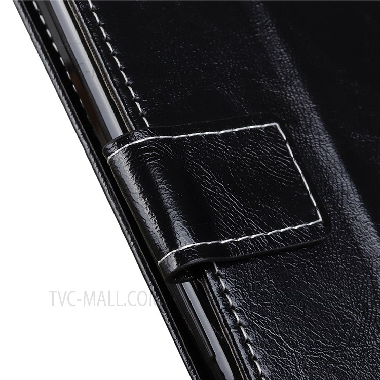 Full Protection Vintage Style Crazy Horse Texture Leather Case Stand TPU Inner Wallet Phone Cover for Motorola Moto G Power (2022) - Black-7