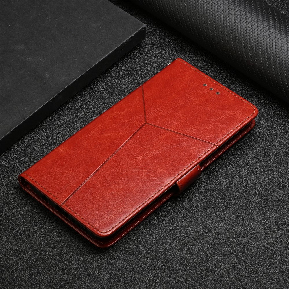 Fashionable Mobile Phone Cover Imprinted Y-shaped Lines Handy Strap Magnetic PU Leather Stand Wallet Case for Motorola Moto G51 5G - Brown-10
