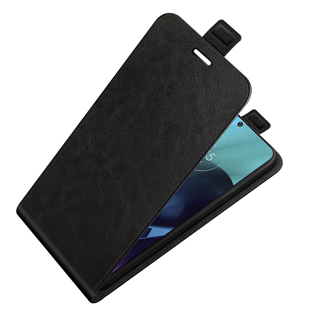 Crazy Horse Texture Full Protection Vertical Flip Leather Cover Phone Shell with Card Slot for Motorola Moto G71 5G - Black-5