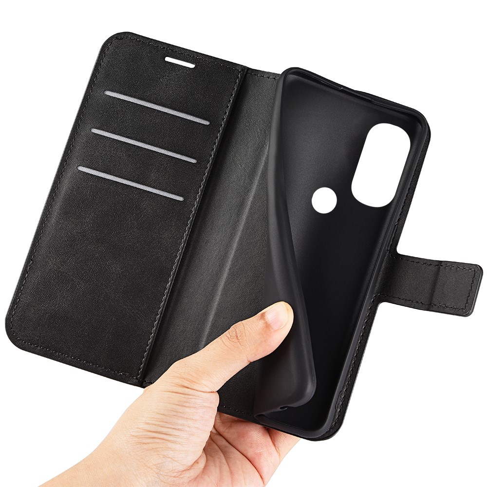 PU Leather + TPU Phone Case Foldable Stand Shockproof Protective Cover for Motorola Moto G71 5G - Black-4