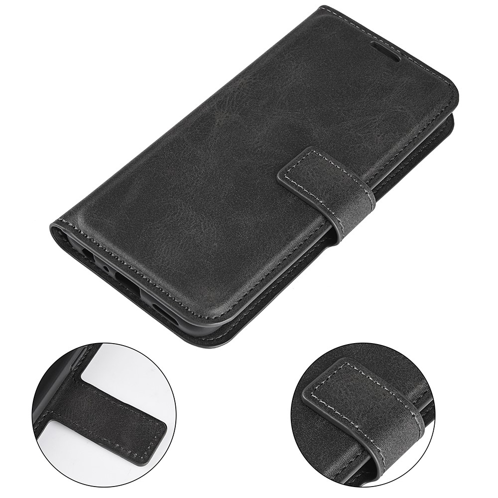 PU Leather + TPU Phone Case Foldable Stand Shockproof Protective Cover for Motorola Moto G71 5G - Black-9